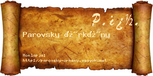 Parovsky Örkény névjegykártya